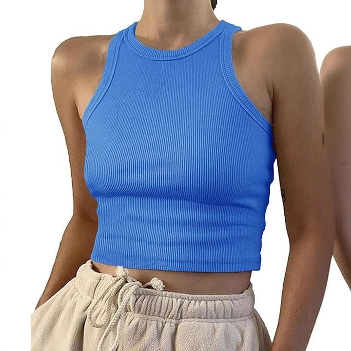 Women's sporty crop top with elastic rib design Lune London