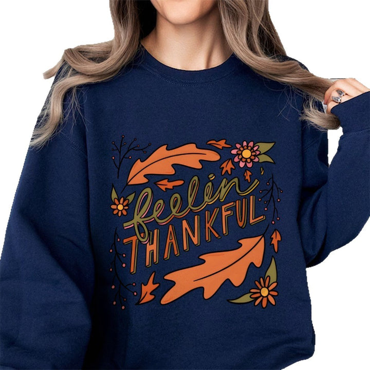 Sweat-shirt femme avec motif automnal coloré et lettrage inspirant Chic & Stil
