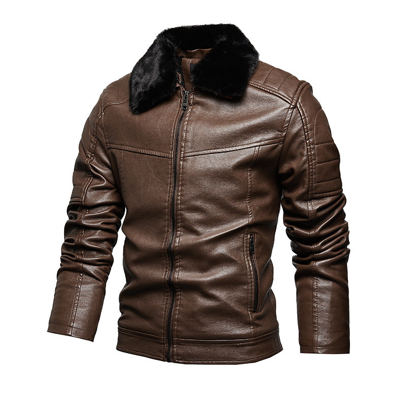 Elegant faux leather jacket for men with soft teddy collar Lune London