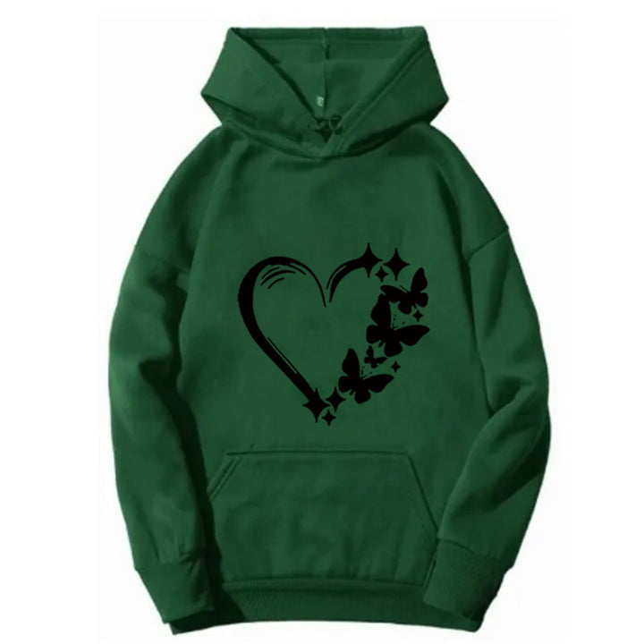 Women's hoodie with creative heart and butterfly design Chic & Stil