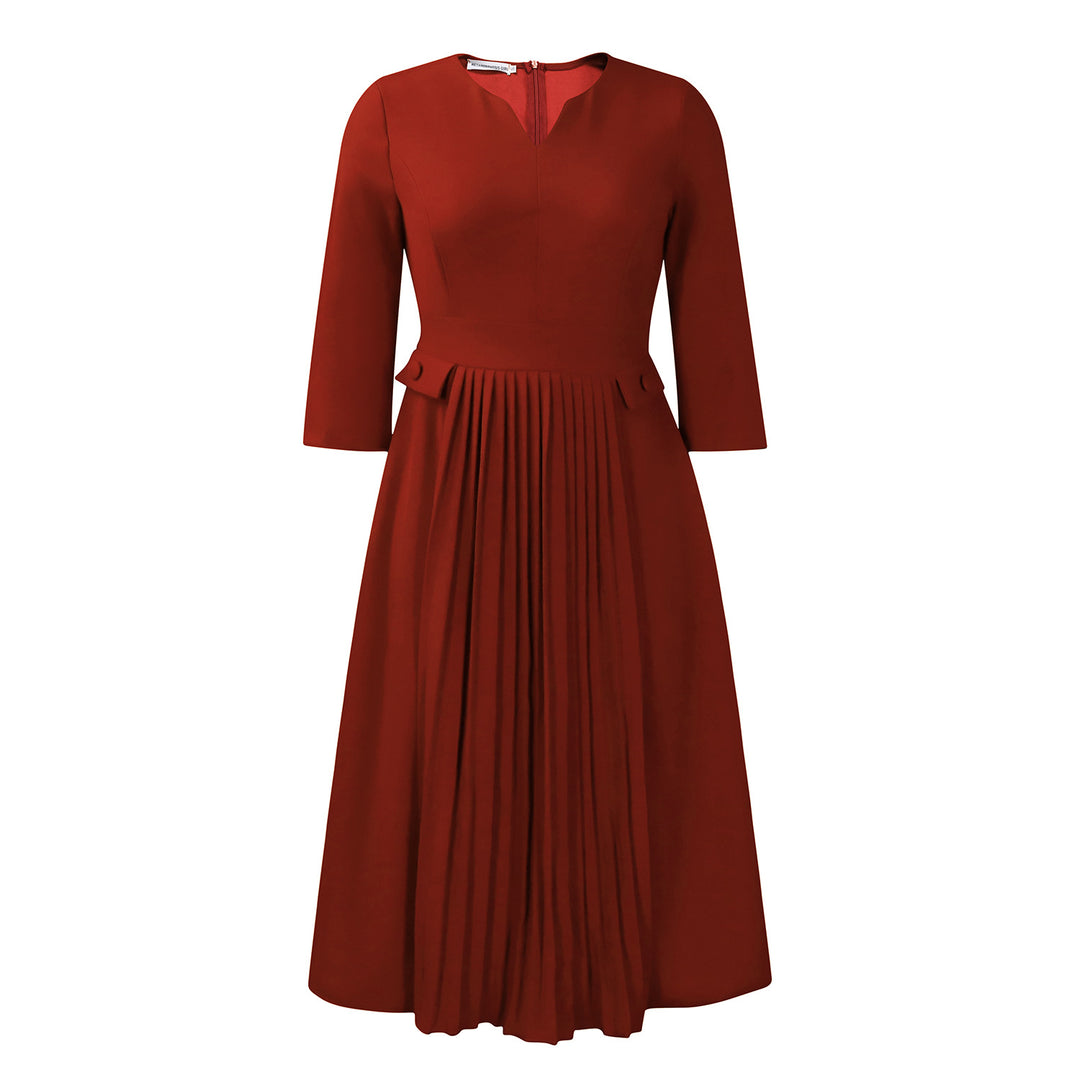 Ladies Elegant Midi Pleated Dress Lune London