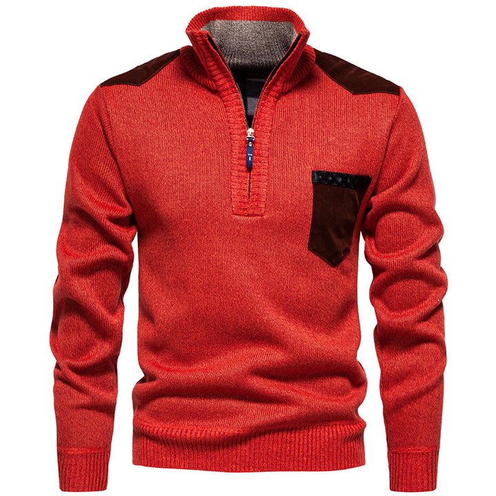 Men's high collar pullover with contrasting details and practical pockets Lune London