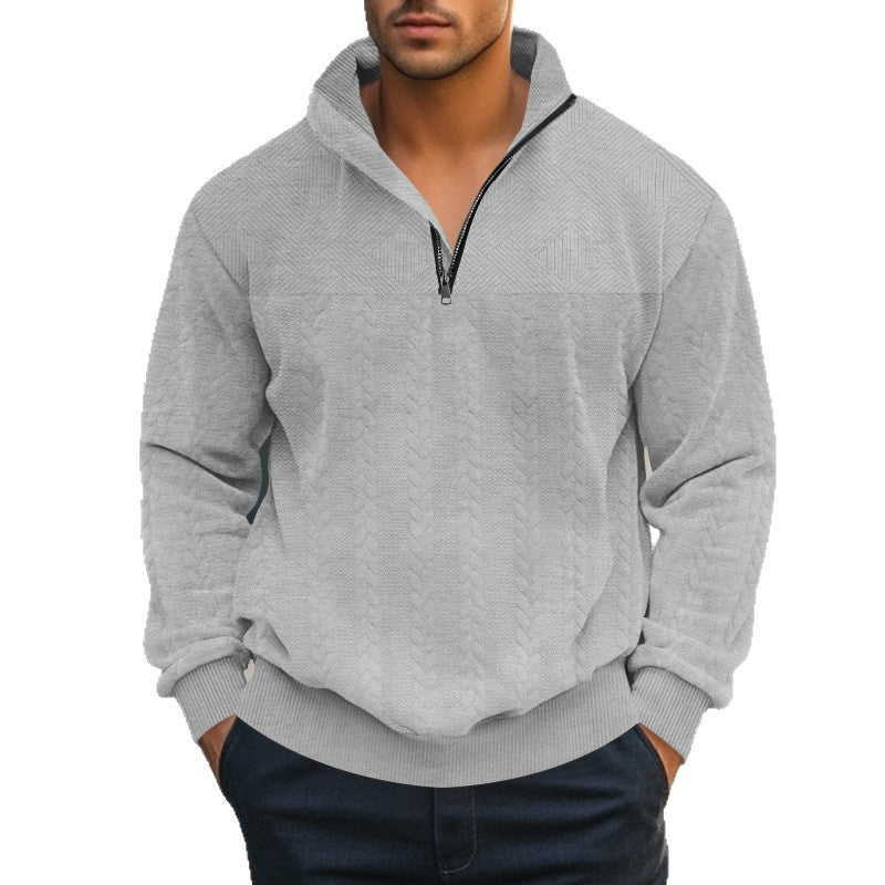 Men's knitted sweater with modern high collar and zip Lune London