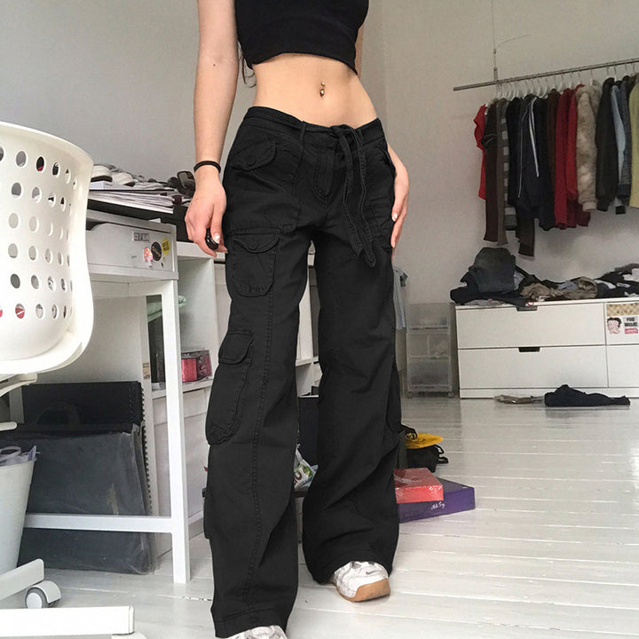 Women's cargo pants with side pockets and adjustable waistband Lune London
