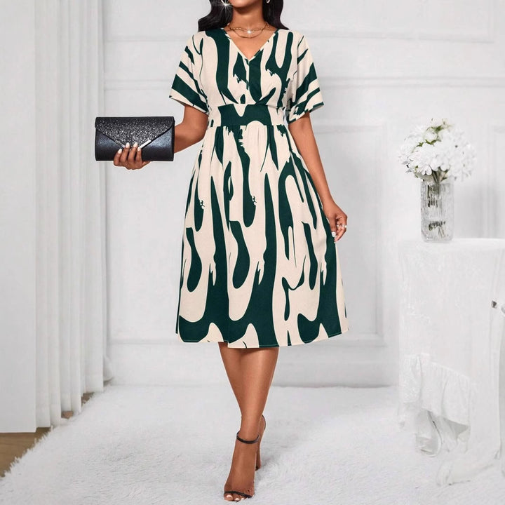 Lune London Abstract Print Midi Dress for Women