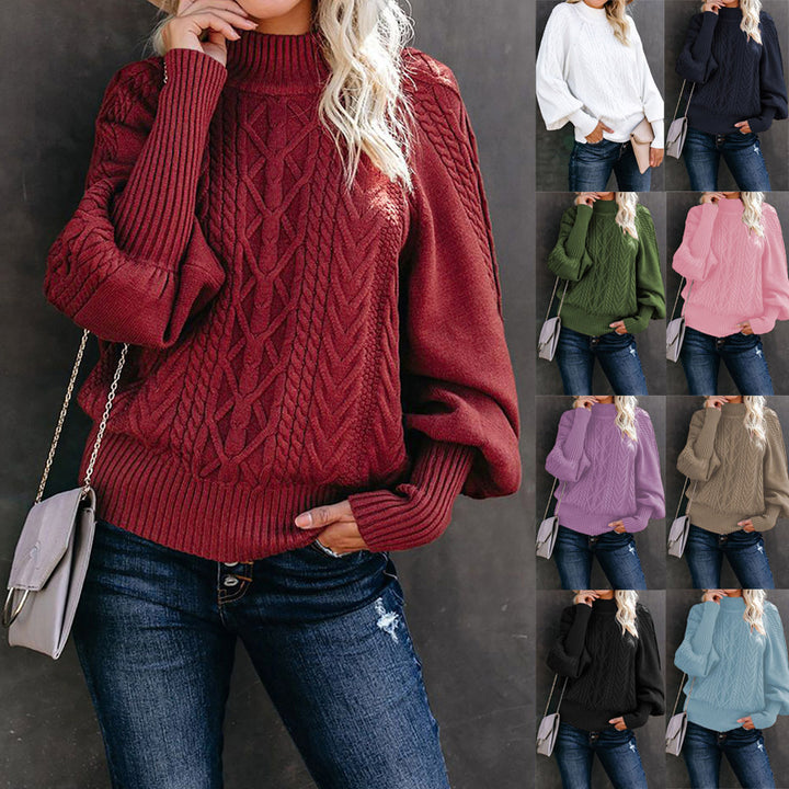Knit sweater for women with high collar and voluminous sleeves Lune London