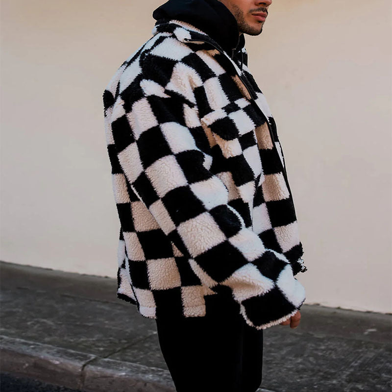 Trendy checked padded coat for men with practical pockets Lune London