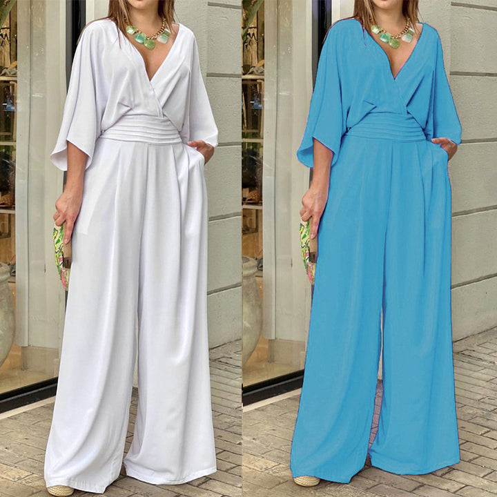 Combinaison élégante pour femmes taille haute avec jambes larges et manches kimono Chic & Stil