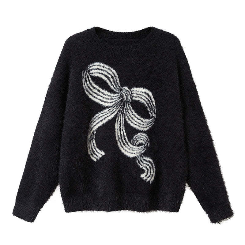 Pull femme avec motif nœud ludique et matière douce Chic & Stil