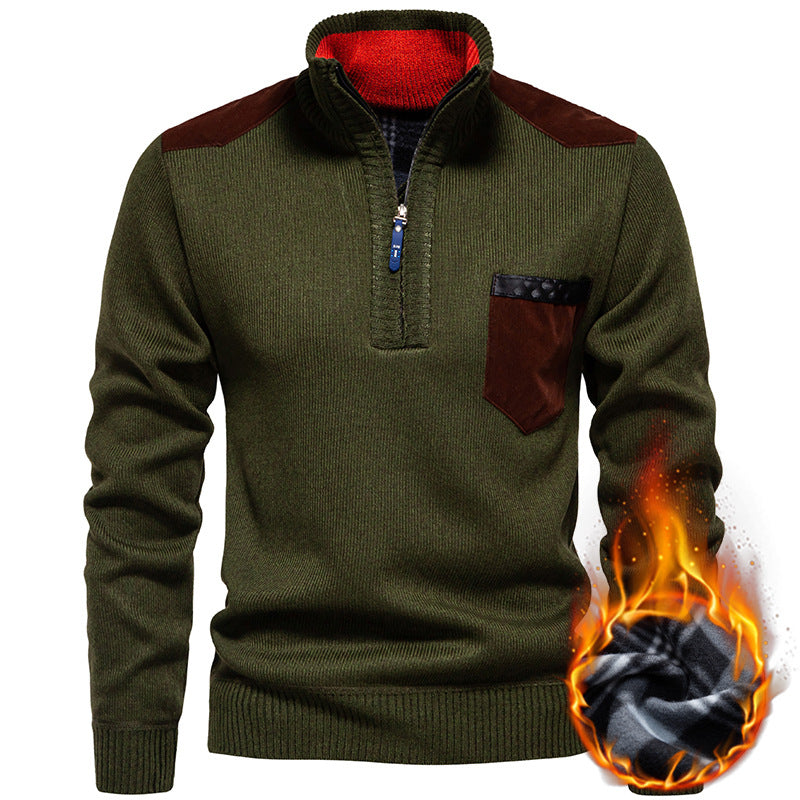 High-quality pullover for men with a high collar and zipper Lune London