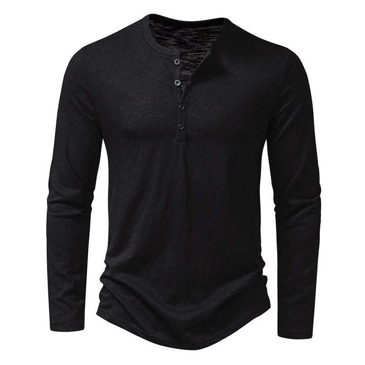 Men's long sleeve T-shirt with V-neck, no buttons and breathable fabric Lune London