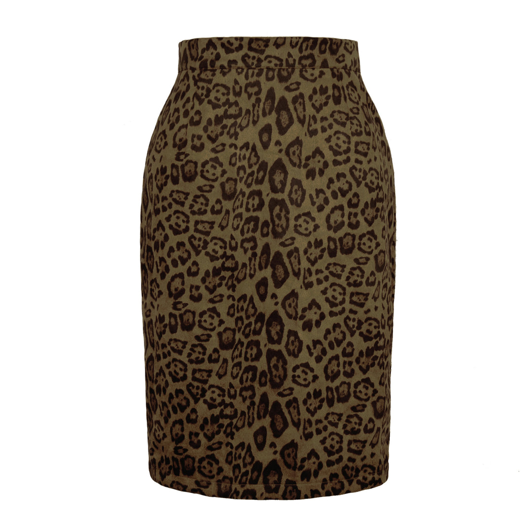Ladies Elegant Pencil Skirt with Leopard Pattern Lune London