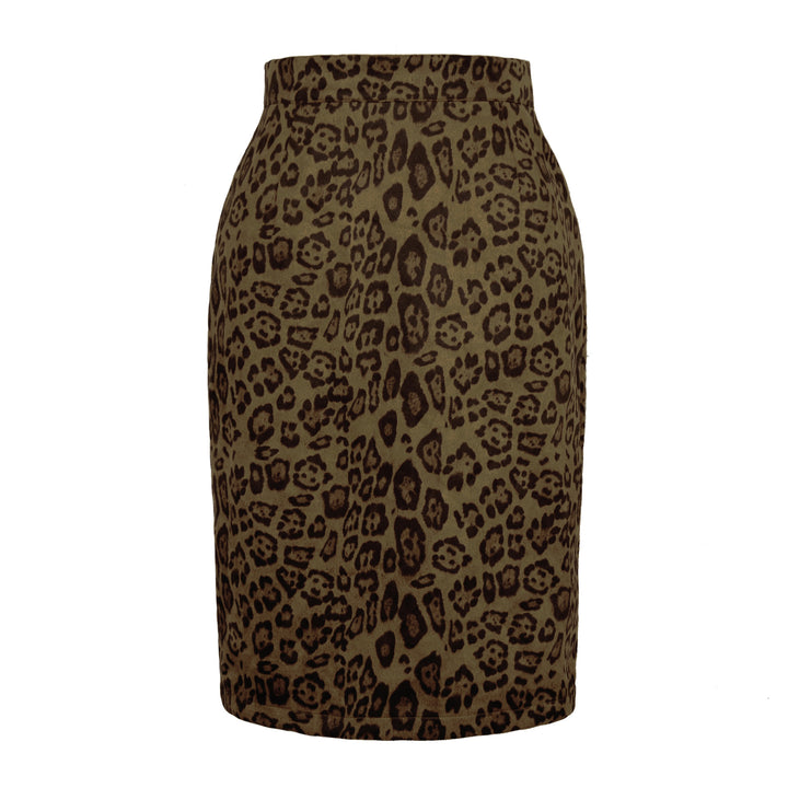 Ladies Elegant Pencil Skirt with Leopard Pattern Lune London