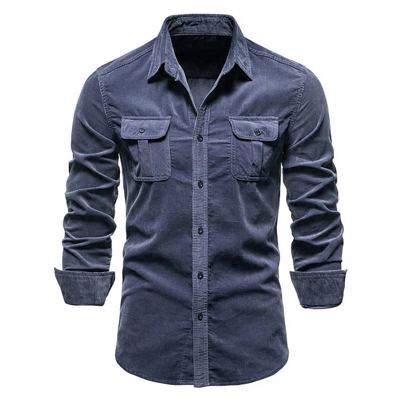 Men's long sleeve shirt with practical chest pockets and trendy slim fit Lune London