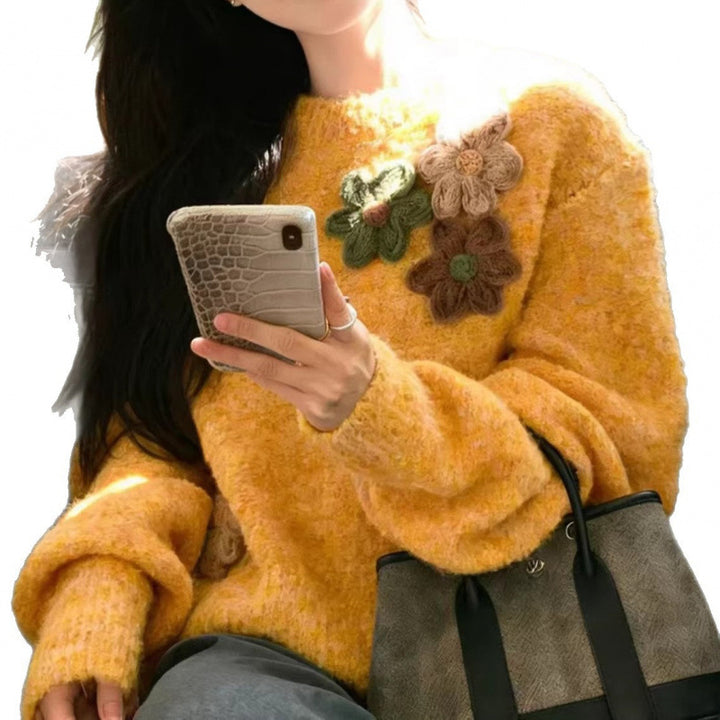 Pull Femme Doux avec Design Floral 3D Chic & Stil