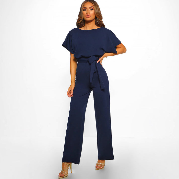 Ladies elegant wide-leg jumpsuit with chic and stylish waist detail