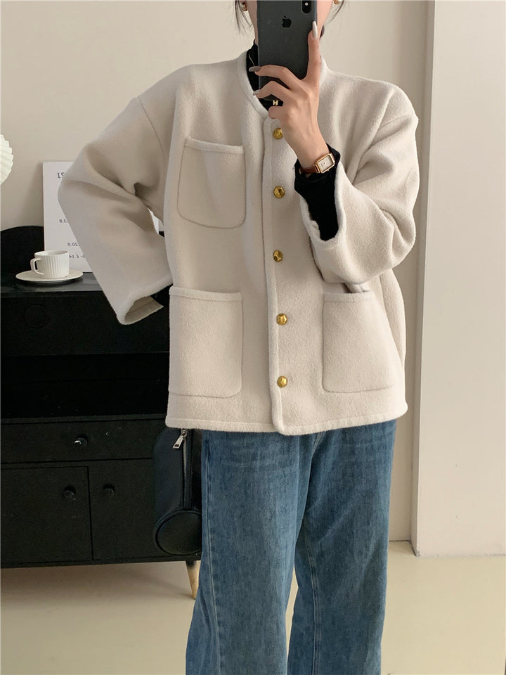 Ladies Soft Jacket with decorative buttons and large pockets Lune London