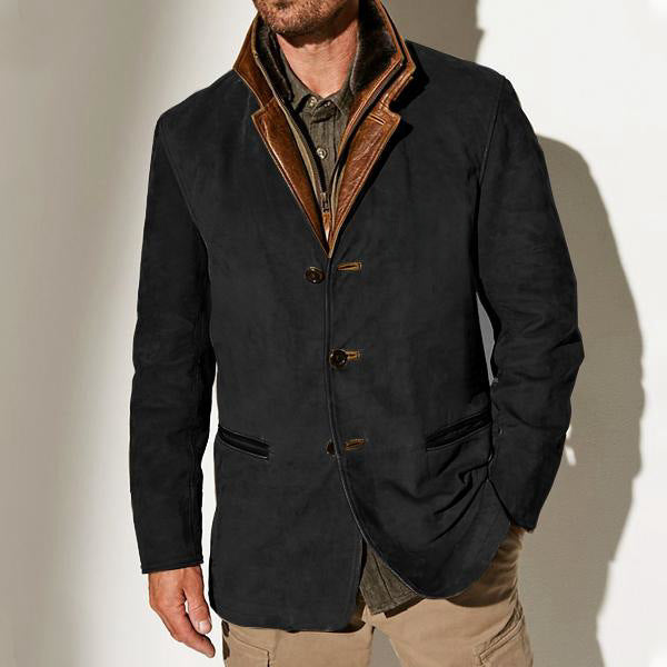 Stylish suede jacket for men with contrasting collar and practical pockets Lune London