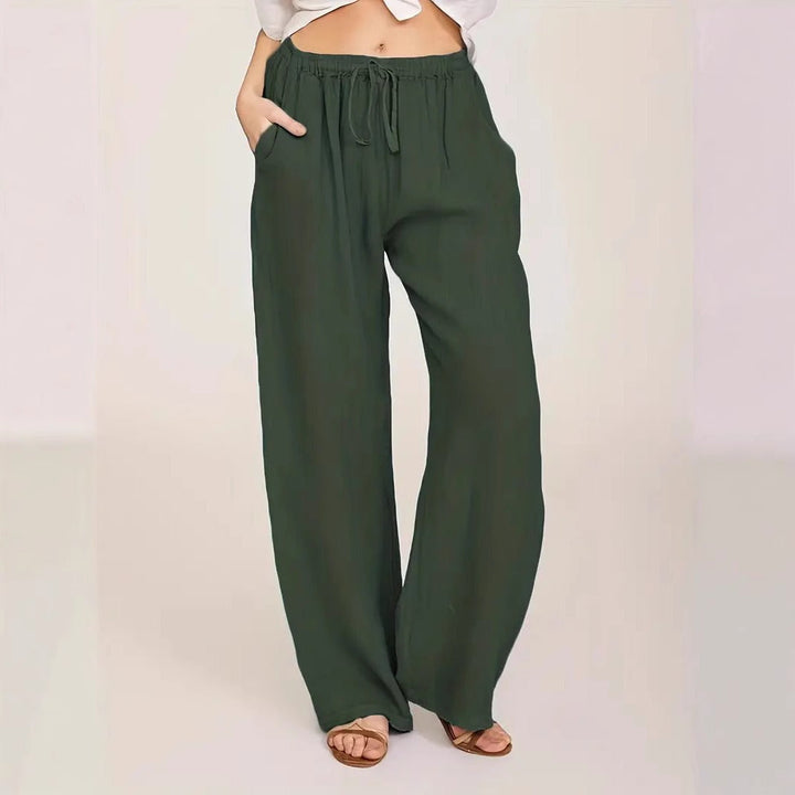 Women's Loose Linen Trousers with Elastic Waistband and Side Pockets Chic und Stil