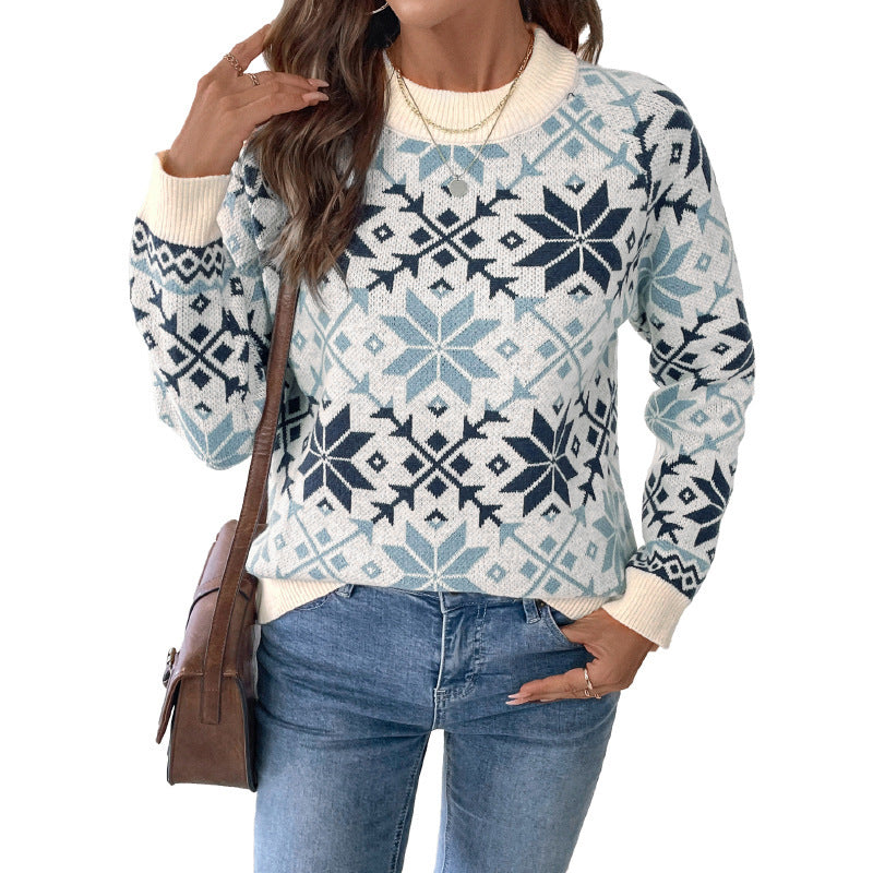 Knit sweater for women with winter snowflake pattern Lune London