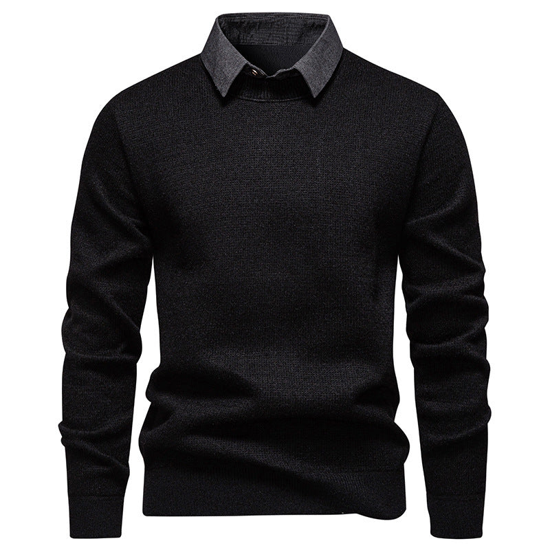 Men's Fine Knit Pullover with Modern Collar Design Lune London