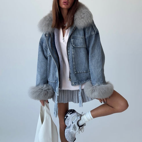 Cropped denim jacket for women with a chic denim look and style