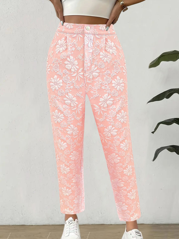 Ladies Floral Print Relaxed Fit Chic Style Pants