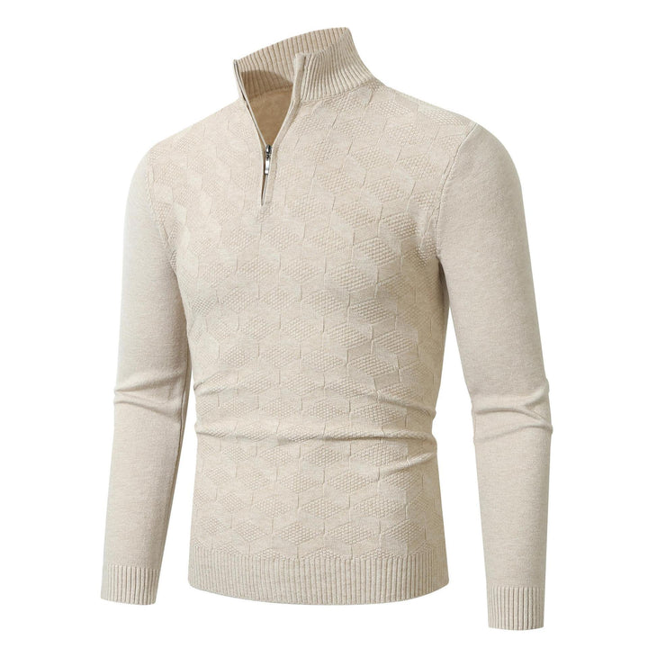 Trendy knit sweater for men with half-zip and structured design Lune London