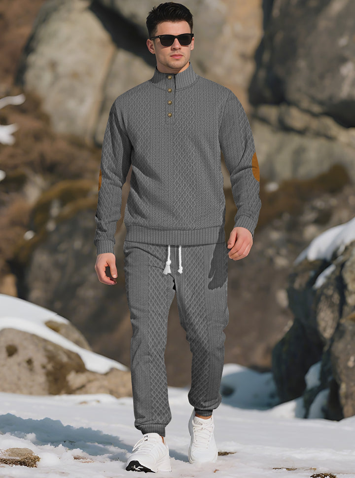 Comfortable knitted sweater for men with a high collar and trendy buttons Lune London