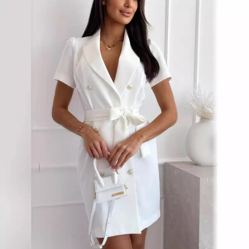 Custom double-button mini-blazer dress for women Lune London