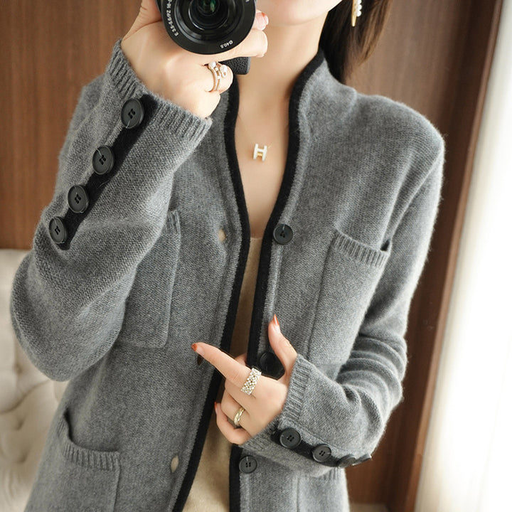 Wool knit jacket for women with high-quality wool and practical pockets Lune London