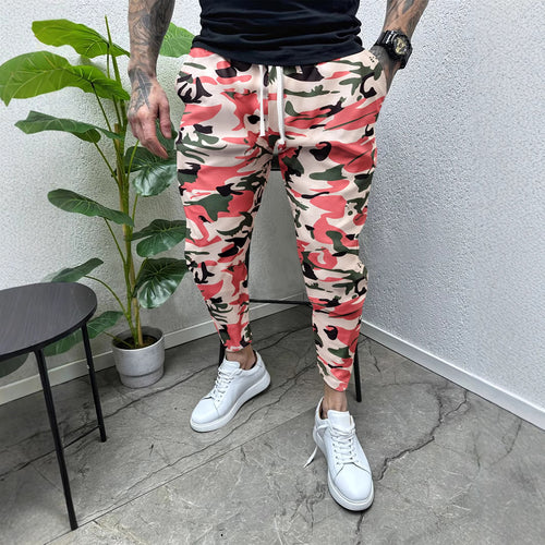 Camouflage jogging pants for men with elastic waistband and side pockets Lune London