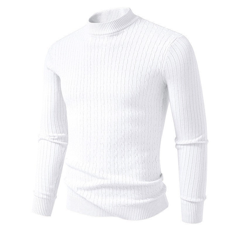 Men's roll neck sweater in structured knit Lune London