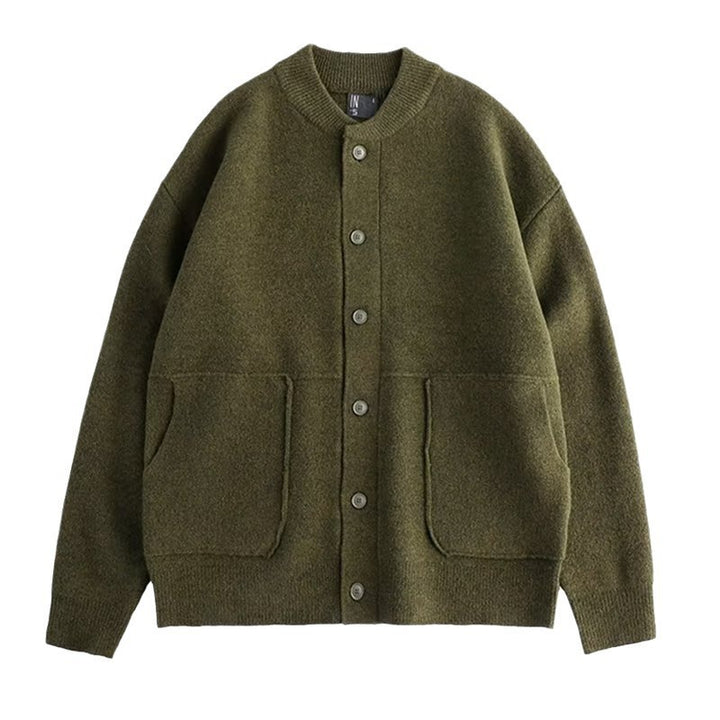 Comfortable knit cardigan for men with snap closure and side pockets Lune London