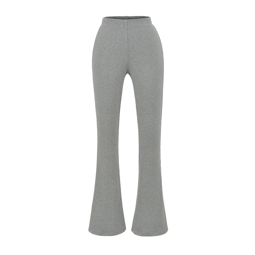 Elegant flared pants for women with a high waist and fine rib design Lune London