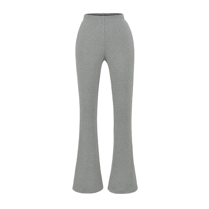 Elegant flared pants for women with a high waist and fine rib design Lune London