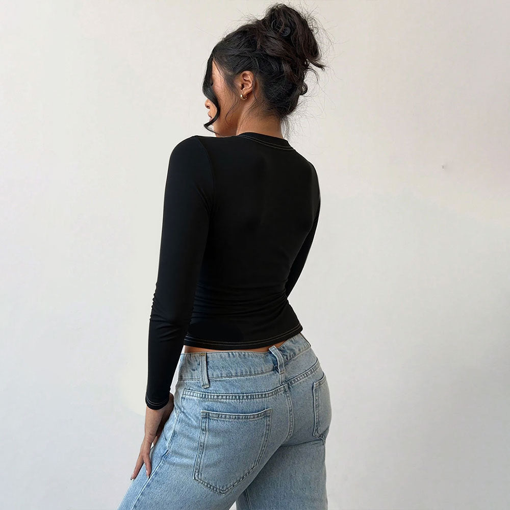 Chemise à manches longues tendance pour femmes avec détail de nœud unique Chic & Stil