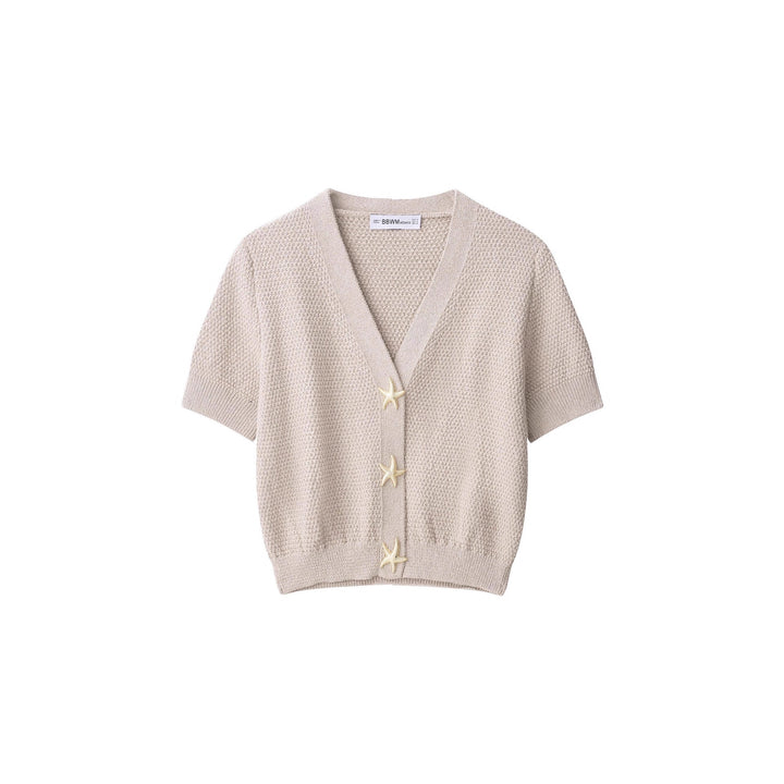 Women short sleeve knit vest with chic and stylish nautical button details
