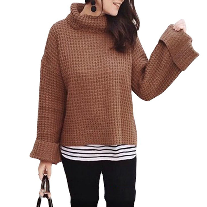 Pull chunky pour femmes avec col haut et manches volumineuses Chic & Stil
