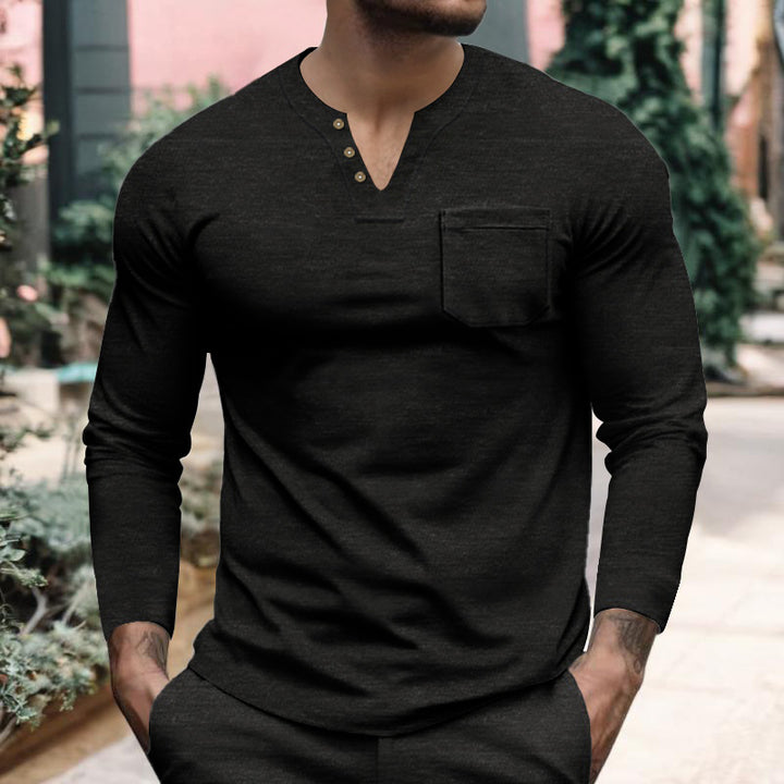 Men's long sleeve shirt with button placket and chest pocket Lune London