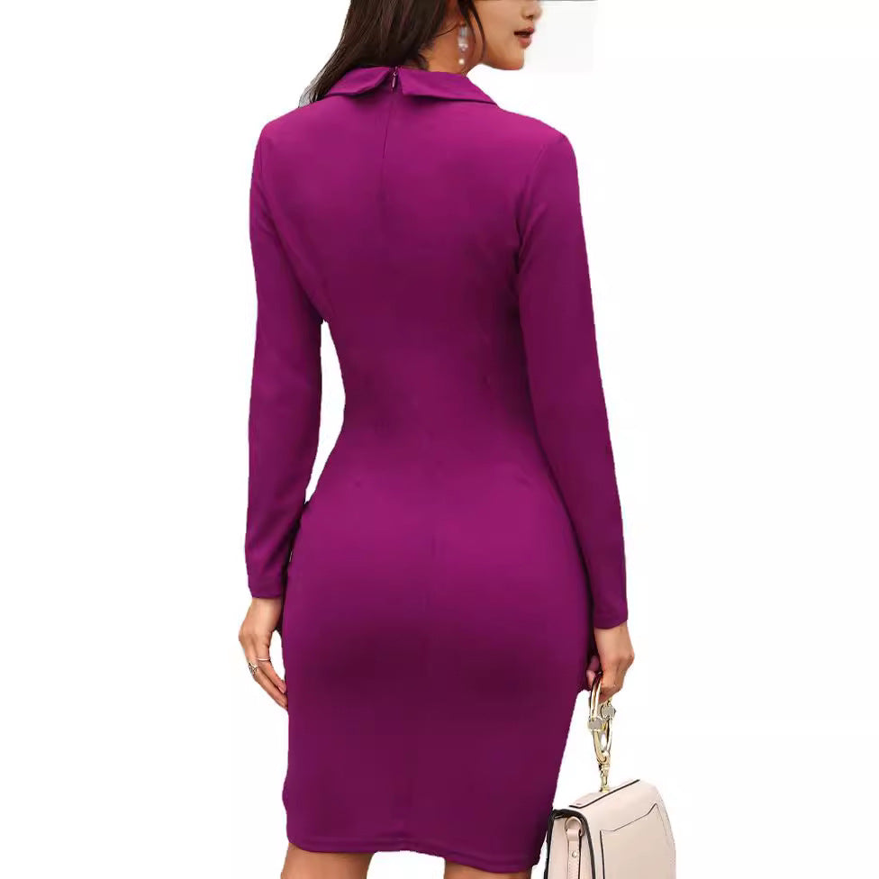 Robe midi femme avec design enveloppant créatif et détails de bouton élégants Chic & Stil
