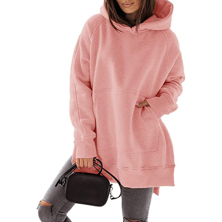 Lady Oversized Hoodie with Side Slits and Chic Fashion Design