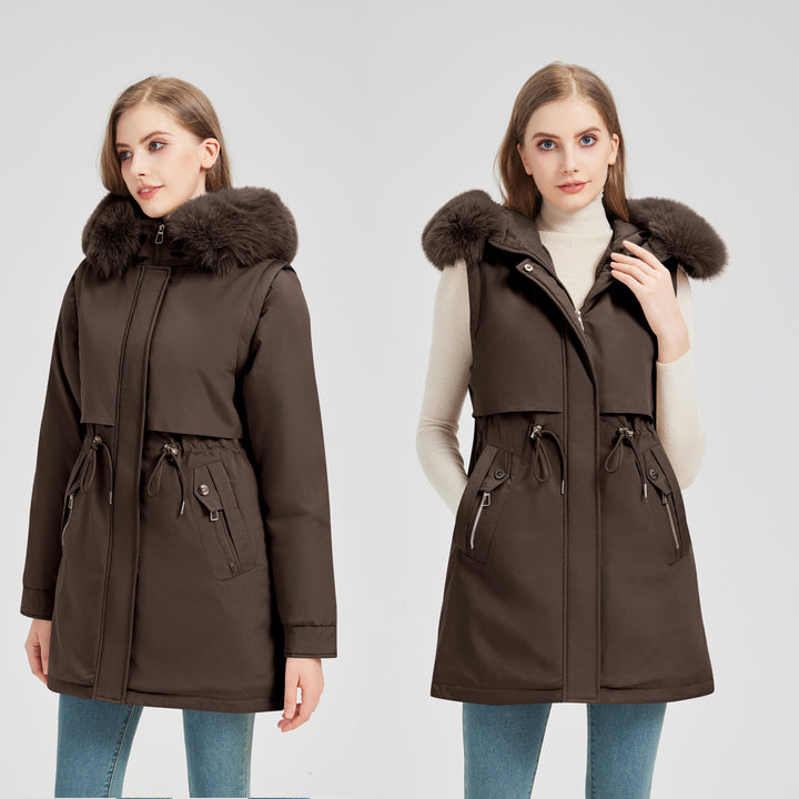 Ladies Exclusive Functional Jacket with Removable Hood and Decorative Faux Fur Lune London