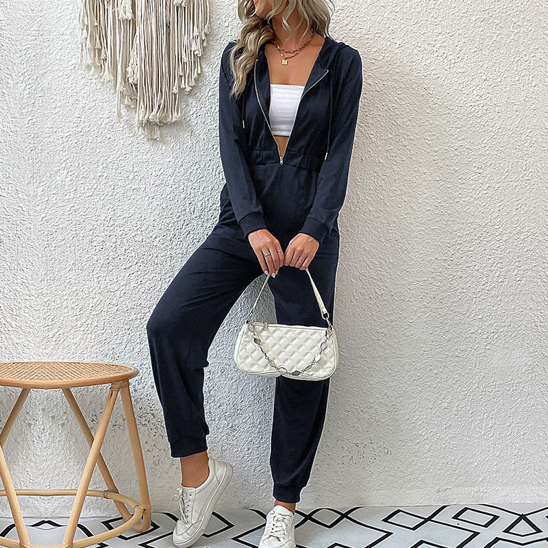 Ladies fashionable jumpsuit with stylish zipper and practical pockets Lune London
