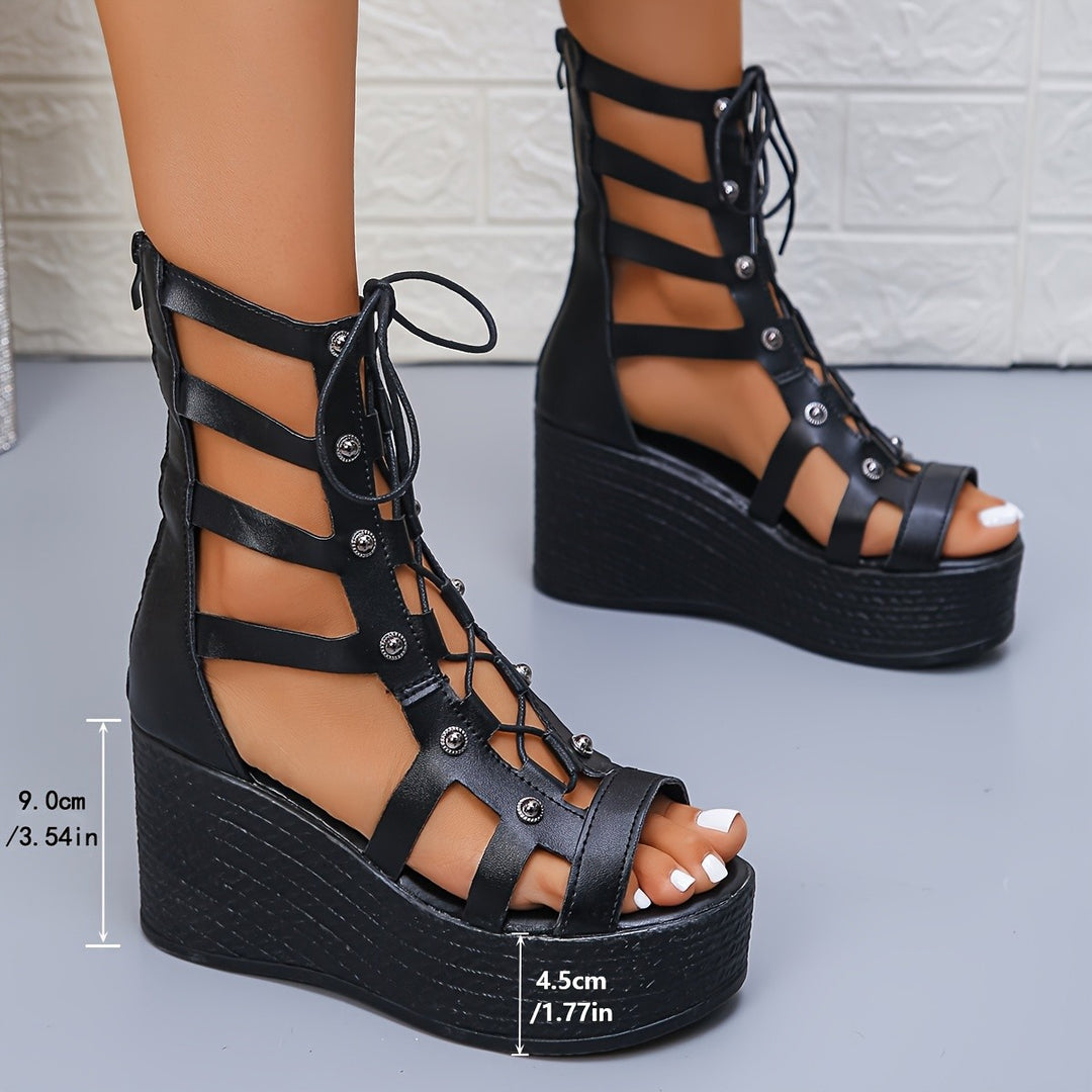 Women's platform sandals with laces Lune London