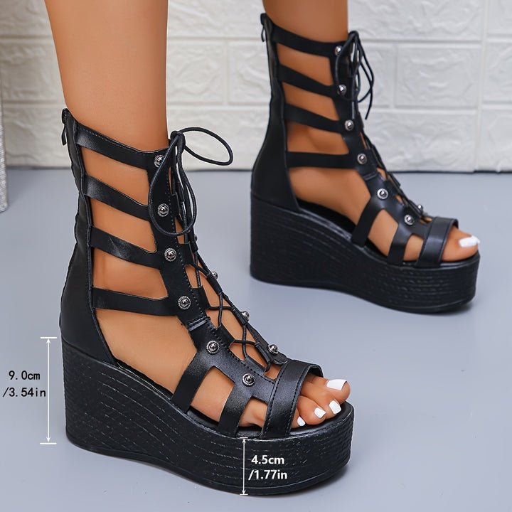 Women's platform sandals with laces Lune London