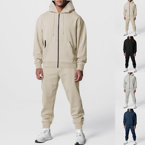 Men's sporty fleece set with practical hood and pockets Lune London