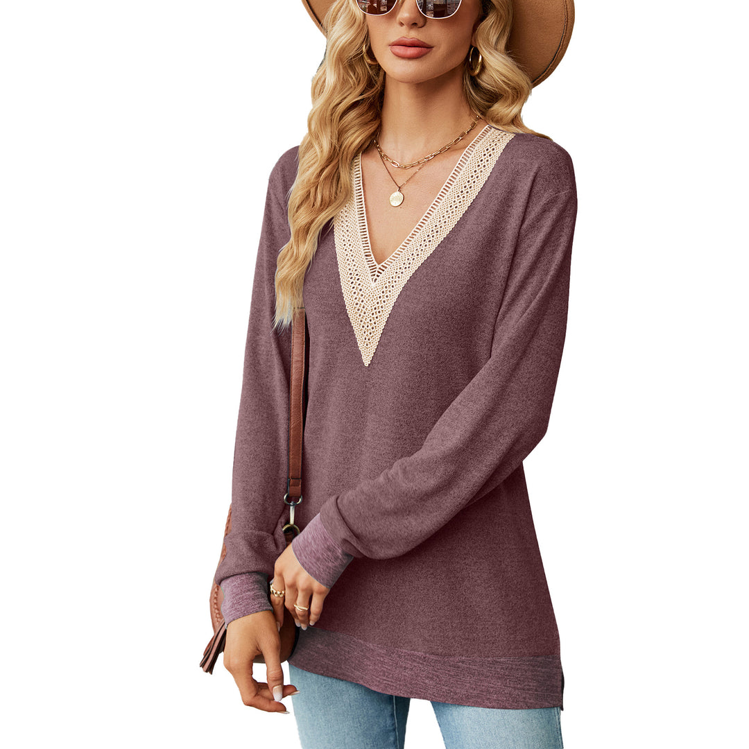 Viscose sweater for women with a playful V-neckline and delicate crochet accents Lune London