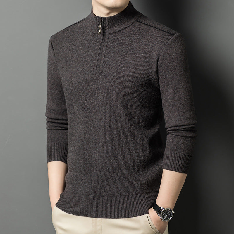 Elegant high collar sweater for men with half-zip closure Lune London