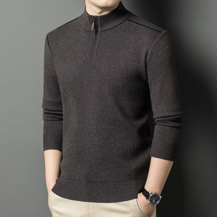 Elegant high collar sweater for men with half-zip closure Lune London